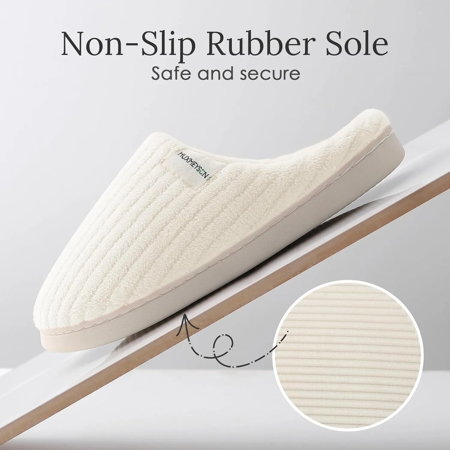 HUXMEYSON Slippers for Women, Warm Memory Foam Comfy House Slippers with Anti-Skid Rubber Sole for Indoor and Outdoor