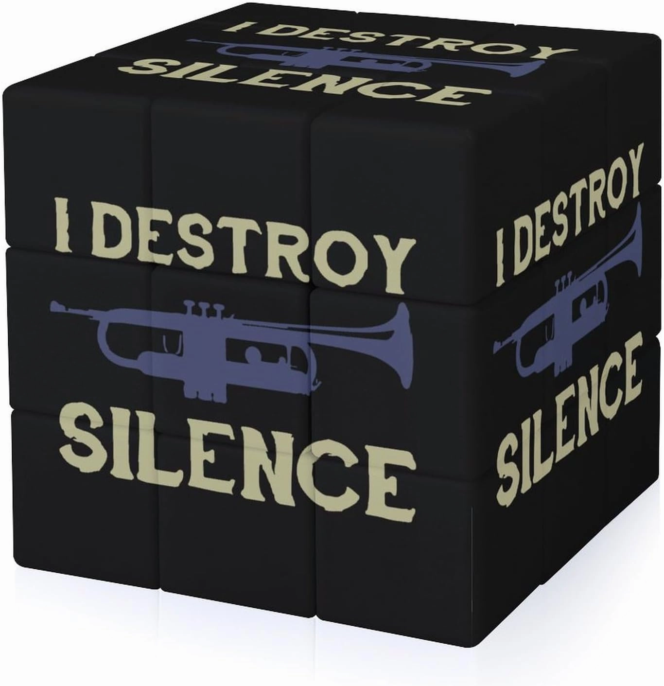 I Destroy Silence Trumpet Funny 3x3x3 Cube Smooth Lightweight Puzzle for Adult Graphic Printing Travel