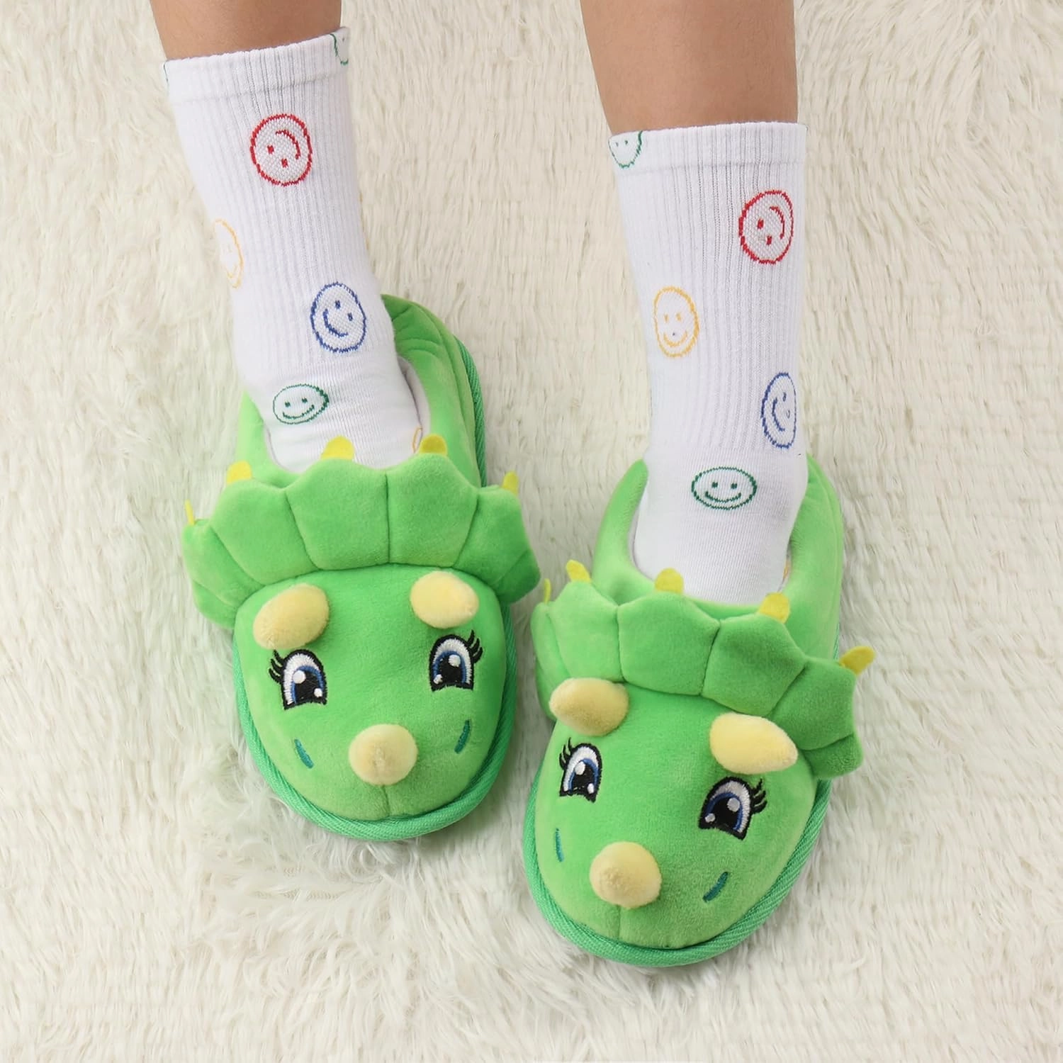 Ibeauti Cute Animal Slippers for Kids Boys Girls Memory Form Warm Plush Winter House Slippers Shoes