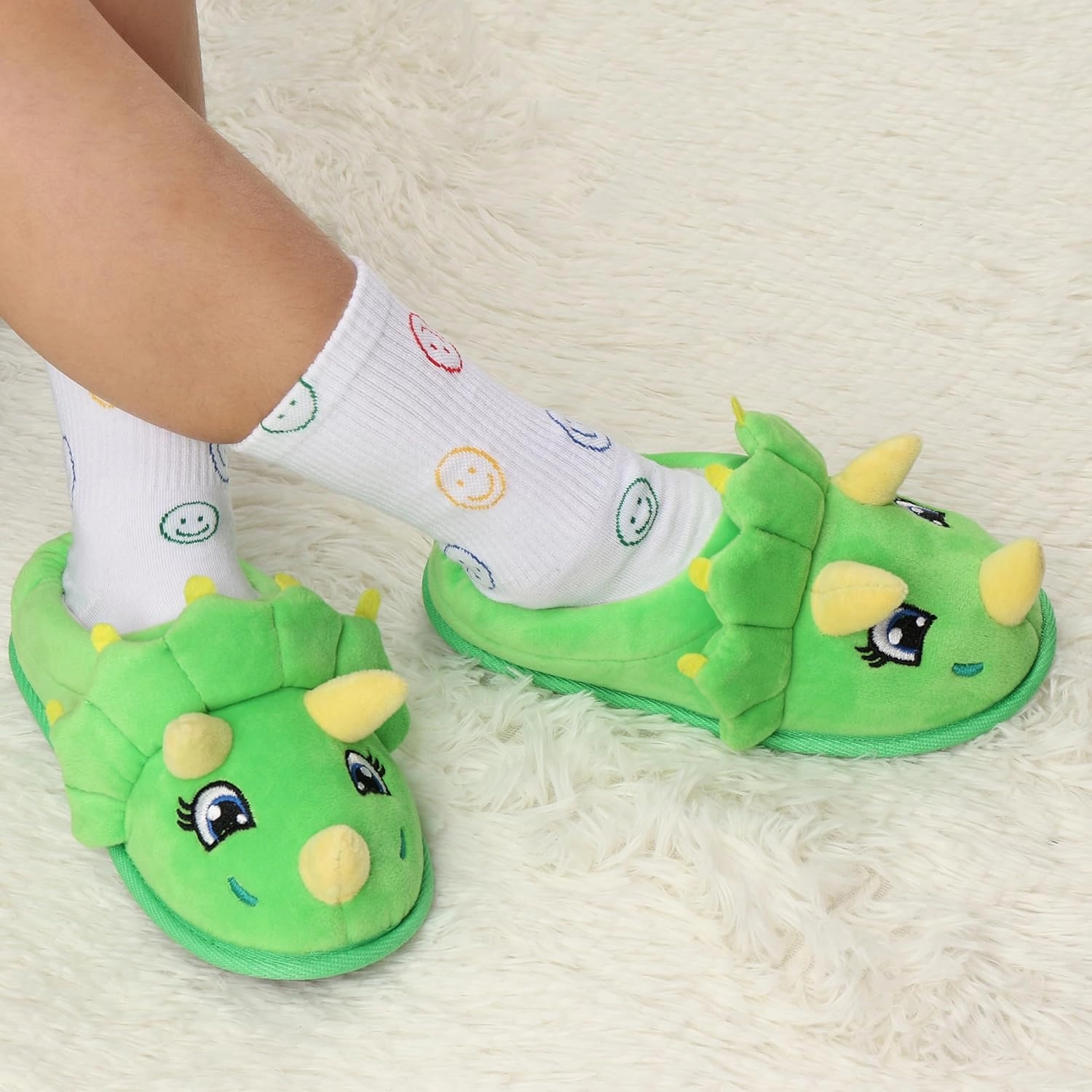 Ibeauti Cute Animal Slippers for Kids Boys Girls Memory Form Warm Plush Winter House Slippers Shoes