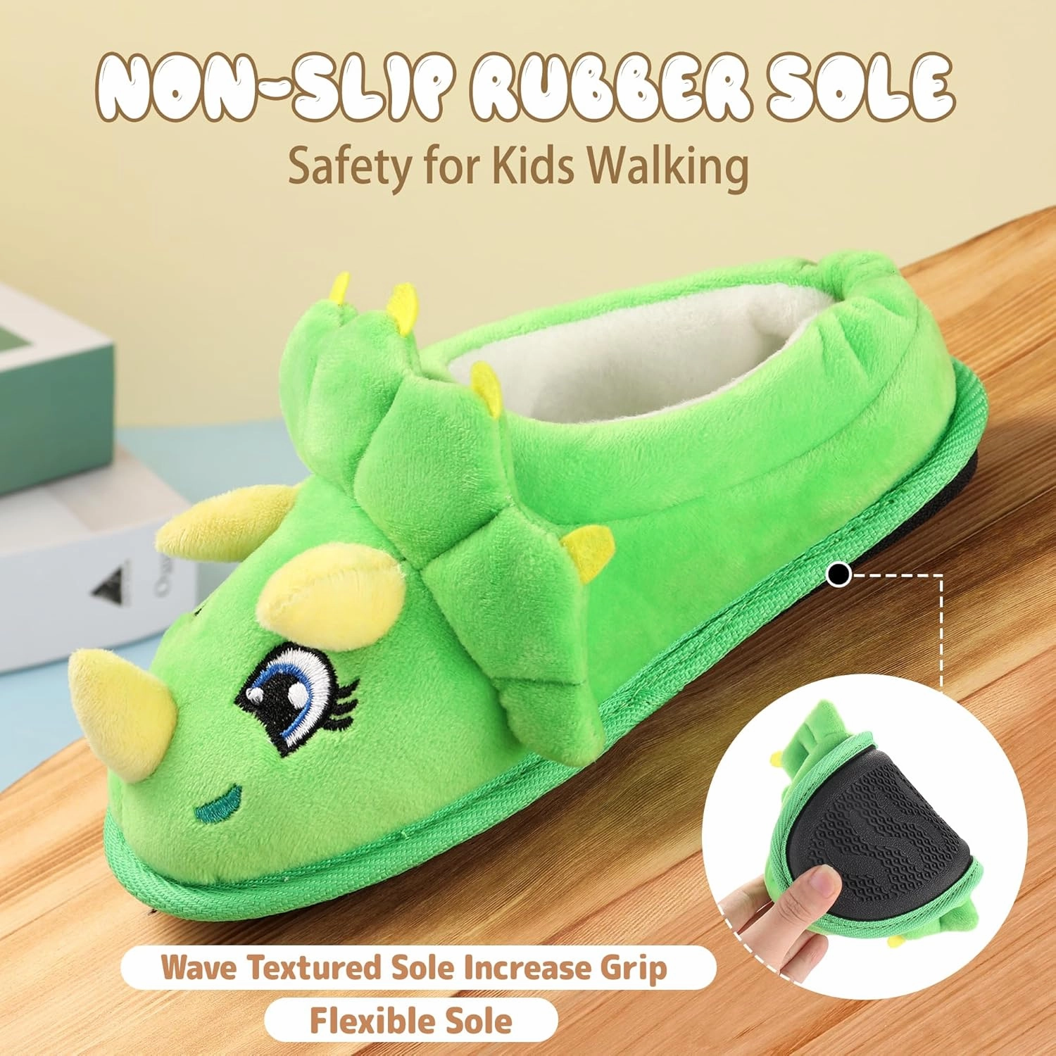 Ibeauti Cute Animal Slippers for Kids Boys Girls Memory Form Warm Plush Winter House Slippers Shoes