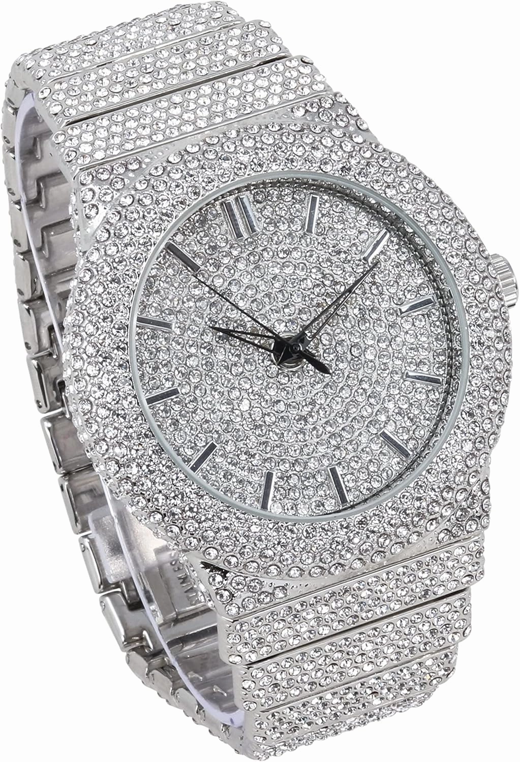 ICE STAR Men's Fully Iced Diamond Watch, 46mm Case
