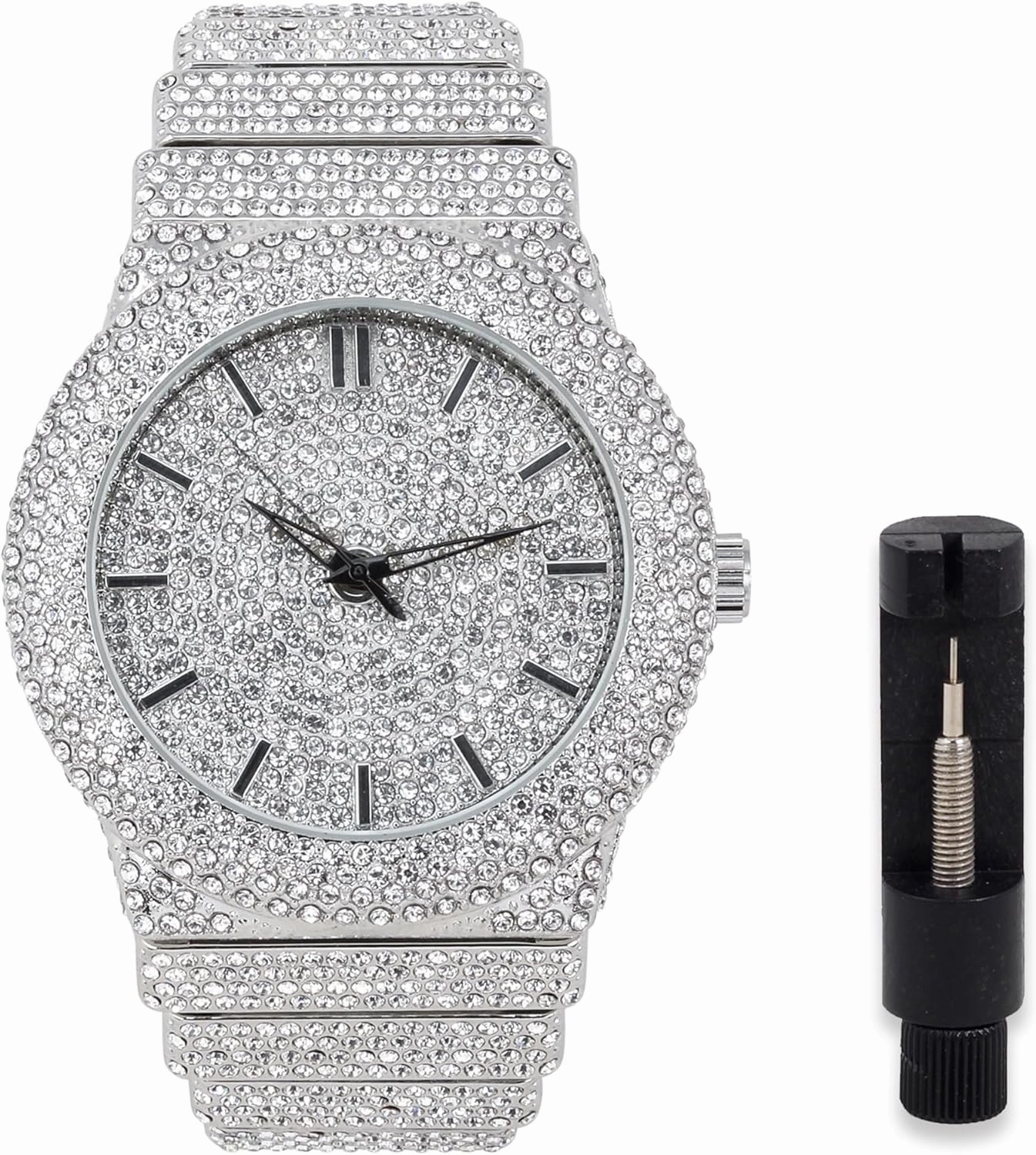 ICE STAR Men's Fully Iced Diamond Watch, 46mm Case