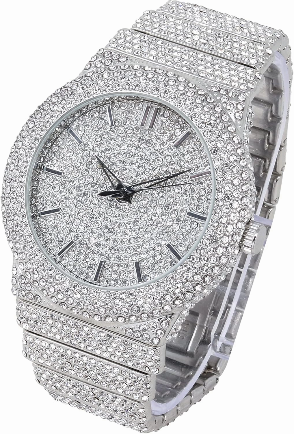 ICE STAR Men's Fully Iced Diamond Watch, 46mm Case