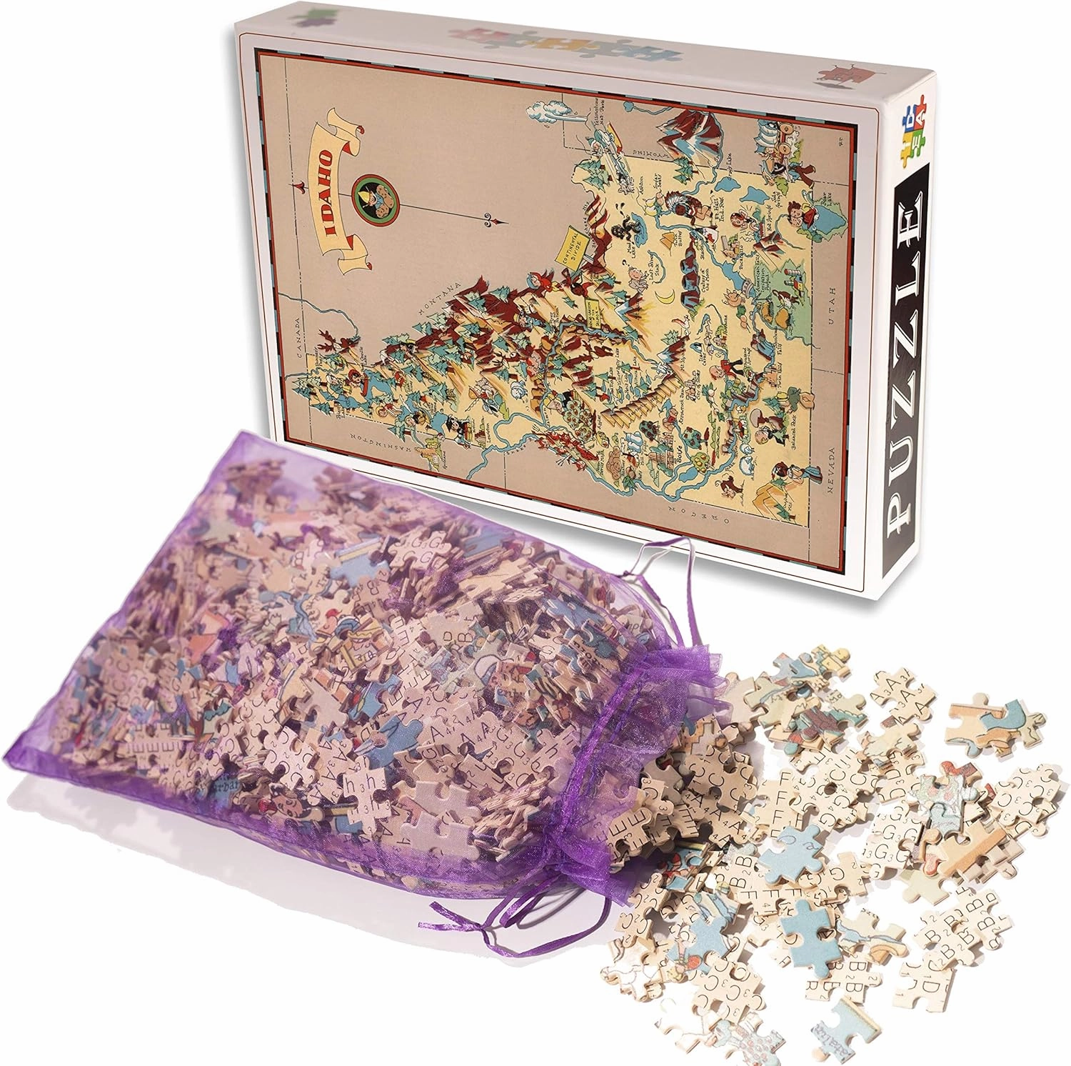 Idaho Wooden Map Jigsaw Puzzle Toys for Adults USA of State Map Decorate Puzzle Games 500 Piece