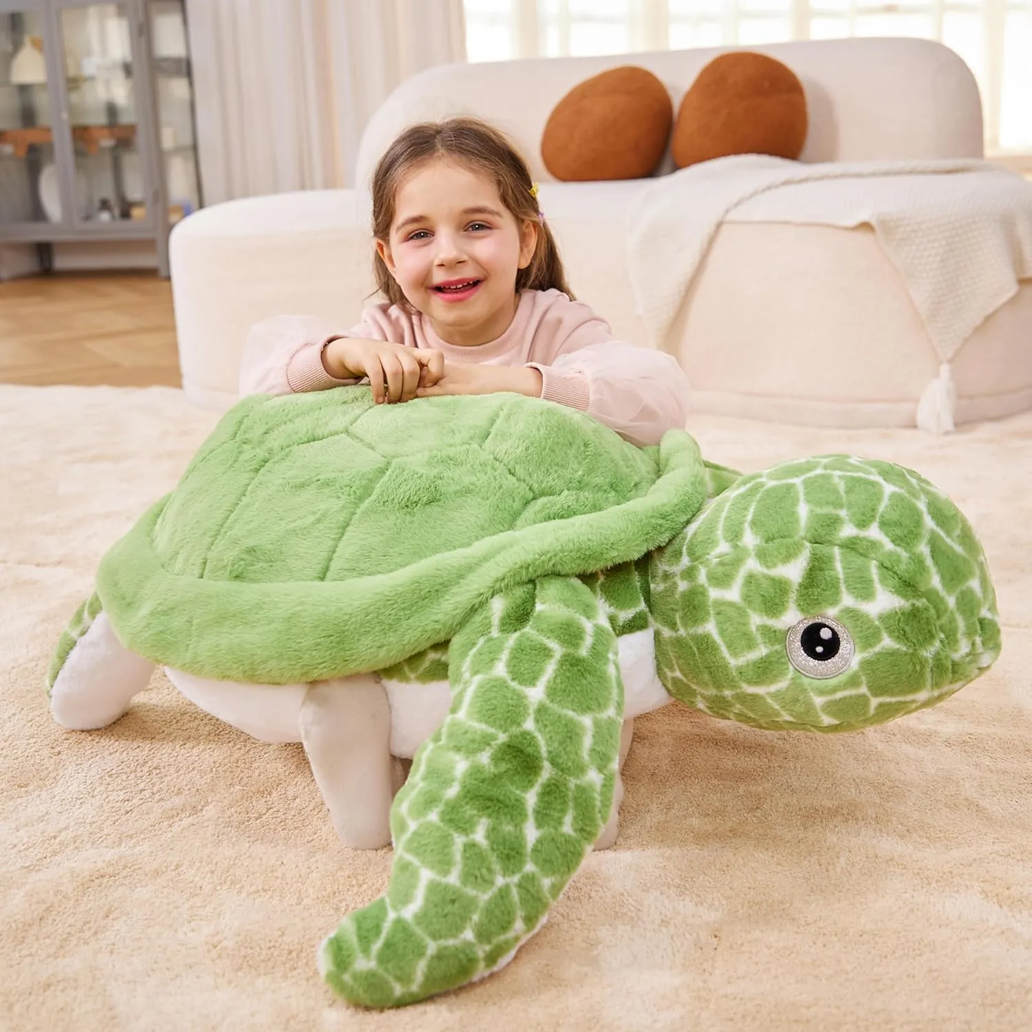 IKASA Giant Sea Turtle Stuffed Animal Plush Toy,Big Large Jumbo Soft Toys,30" Cute Huge Size Fat Fluffy Plushy Plushie,Gifts for Kids