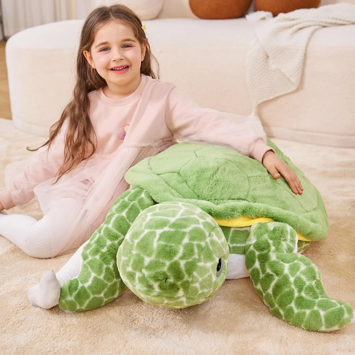 IKASA Giant Sea Turtle Stuffed Animal Plush Toy,Big Large Jumbo Soft Toys,30" Cute Huge Size Fat Fluffy Plushy Plushie,Gifts for Kids
