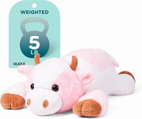 IKASA 5 lbs Weighted Stuffed Animal Cow Plush Toy,26 inches Giant Large Big Jumbo Soft Toys, Cute Huge Size Fluffy Heavy Oversized Plushie,Gifts for Adults Kids Boys Girls