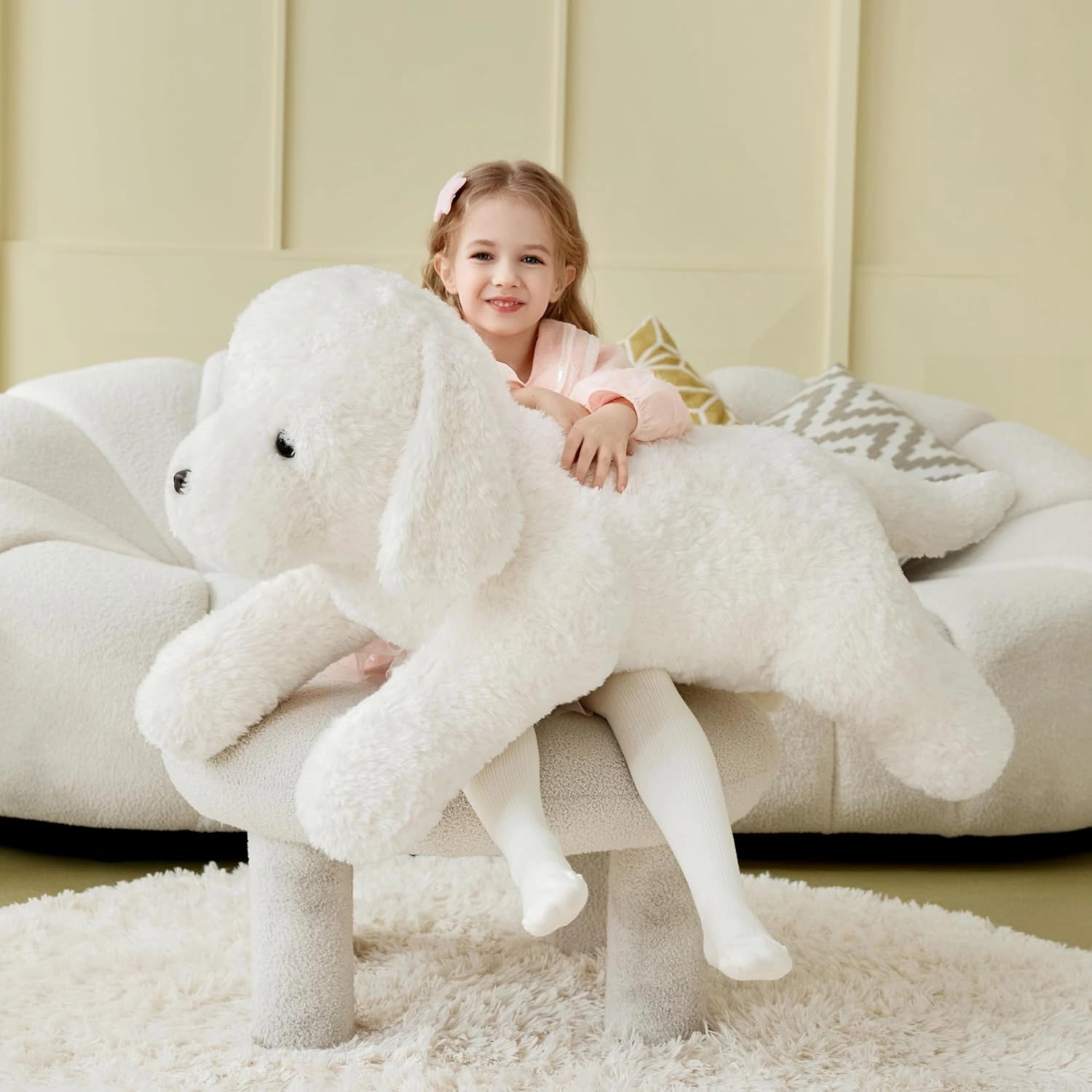IKASA Giant Labrador Dog Stuffed Animal Puppy Plush Toy,30" Big Large Jumbo Soft Toys,Cute Huge Size Fat Fluffy Plushy Plushie,Gifts for Kids