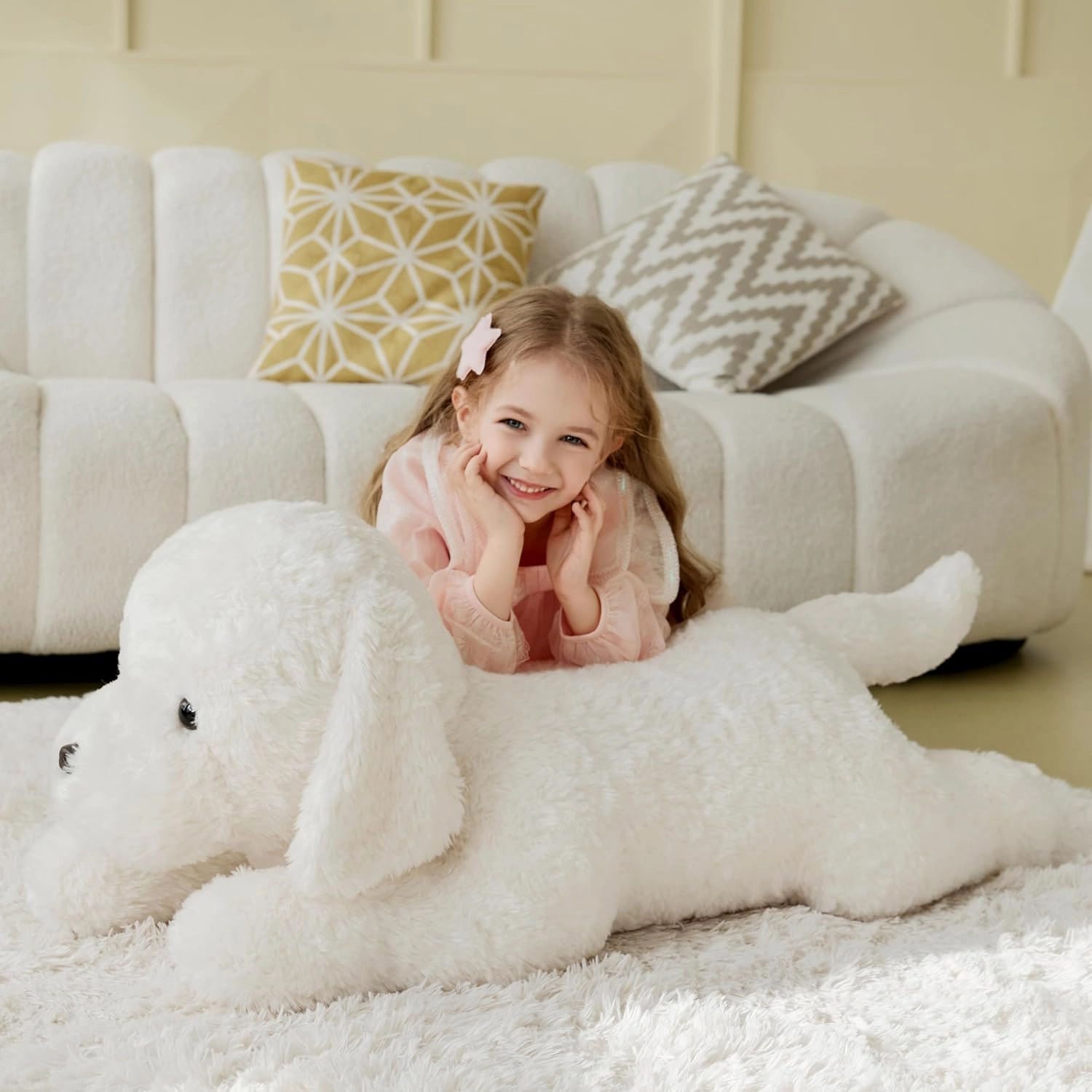 IKASA Giant Labrador Dog Stuffed Animal Puppy Plush Toy,30" Big Large Jumbo Soft Toys,Cute Huge Size Fat Fluffy Plushy Plushie,Gifts for Kids