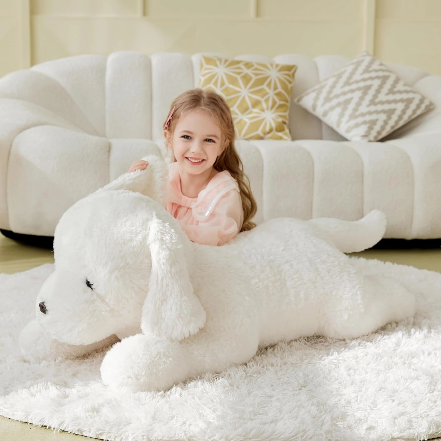 IKASA Giant Labrador Dog Stuffed Animal Puppy Plush Toy,30" Big Large Jumbo Soft Toys,Cute Huge Size Fat Fluffy Plushy Plushie,Gifts for Kids