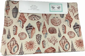 Indoor/Outdoor Set of 4 Cotton Placemats, Tan Shells