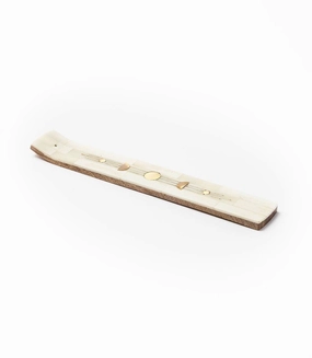 Indukala Moon Phase Incense Holder - Hand Carved Wood Bone