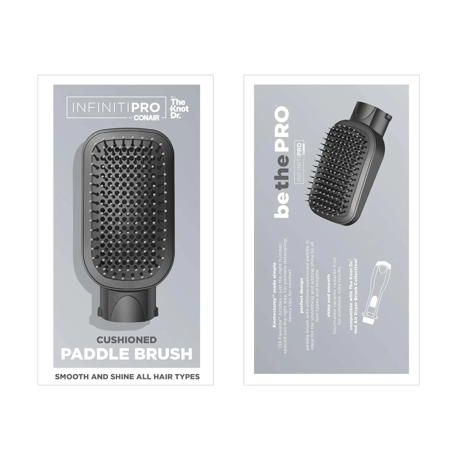 INFINITIPRO BY CONAIR The Cushioned Paddle Brush for Smooth and Shiny Hair - All Types, Compatible with Dryer Brushes