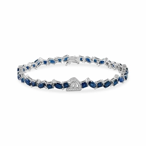 Initial Multi Shaped Sapphire Bracelet with Diamond Drops