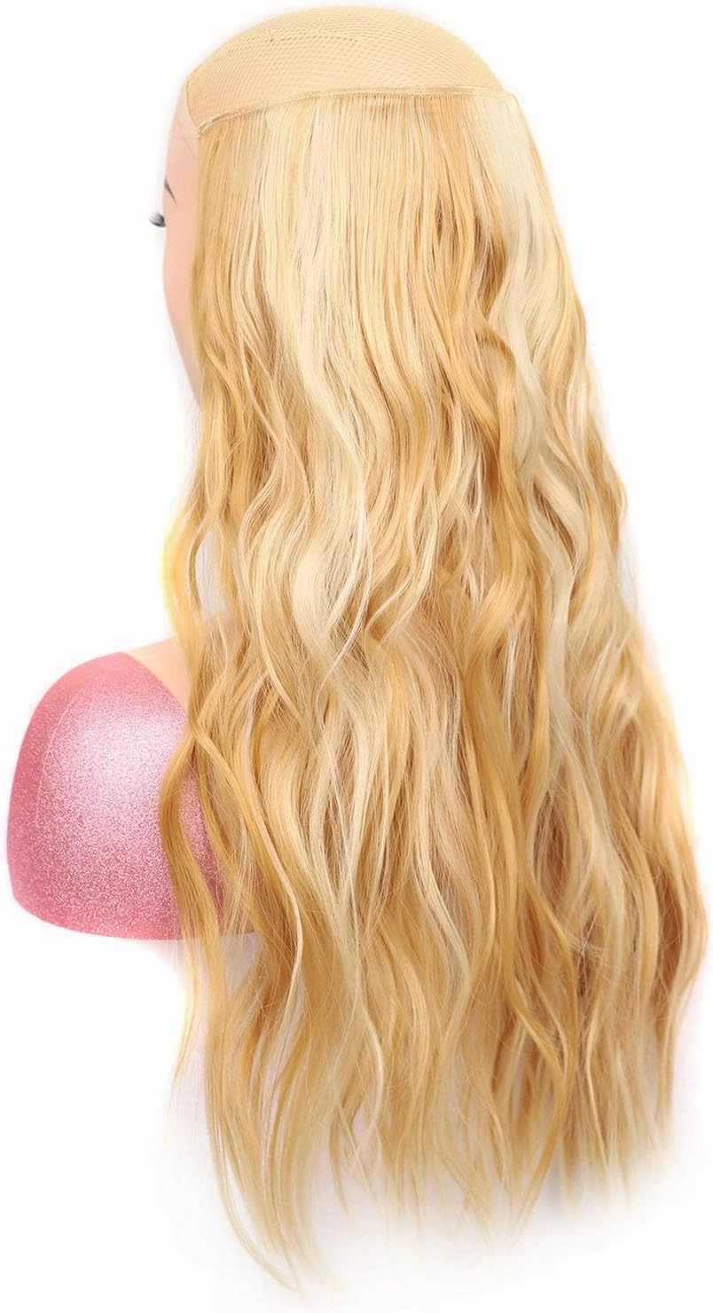 Invisible Secret Hidden Wire in Hair Extensions Wave Synthetic No Clip in Hairpieces Miracle Translucent Fish Line for Women Headband Wig(10)