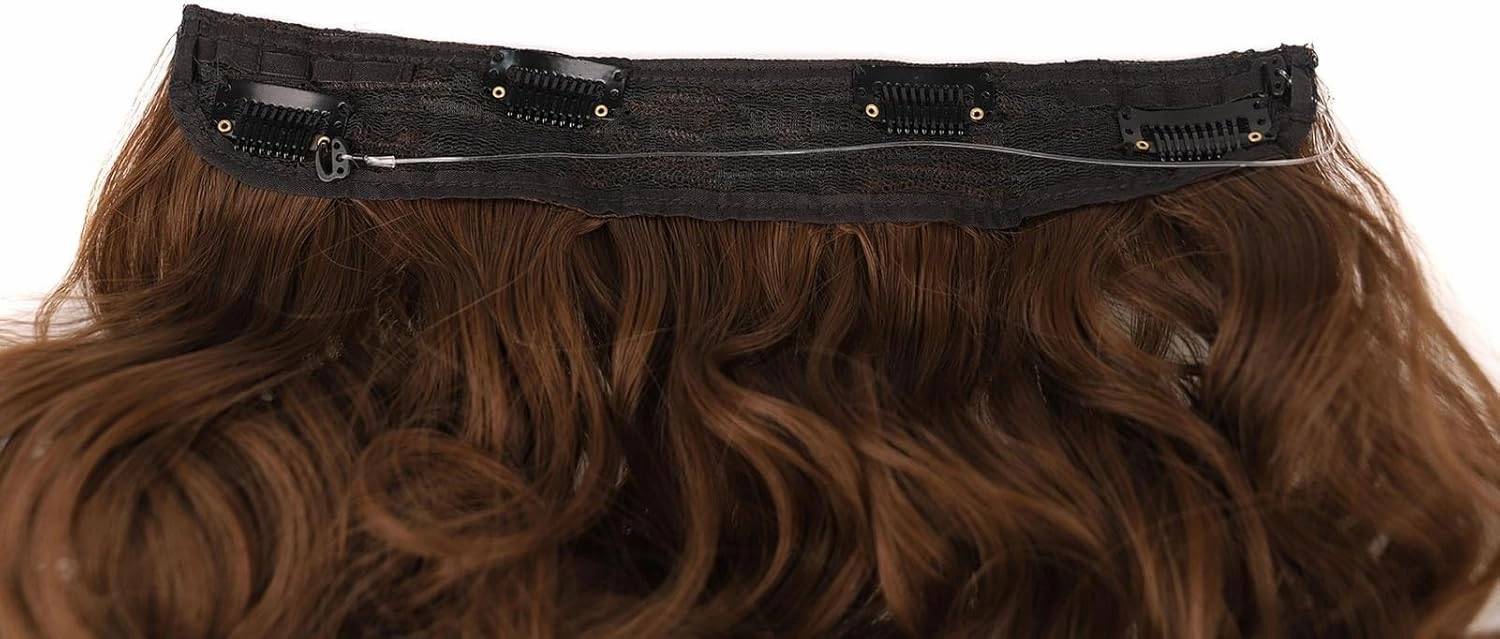 Invisible Secret Hidden Wire in Hair Extensions Wave Synthetic No Clip in Hairpieces Miracle Translucent Fish Line for Women Headband Wig(12)