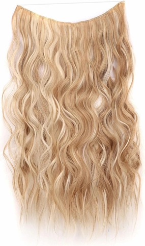 Invisible Secret Hidden Wire in Hair Extensions Wave Synthetic No Clip in Hairpieces Miracle Translucent Fish Line for Women Headband Wig(12)