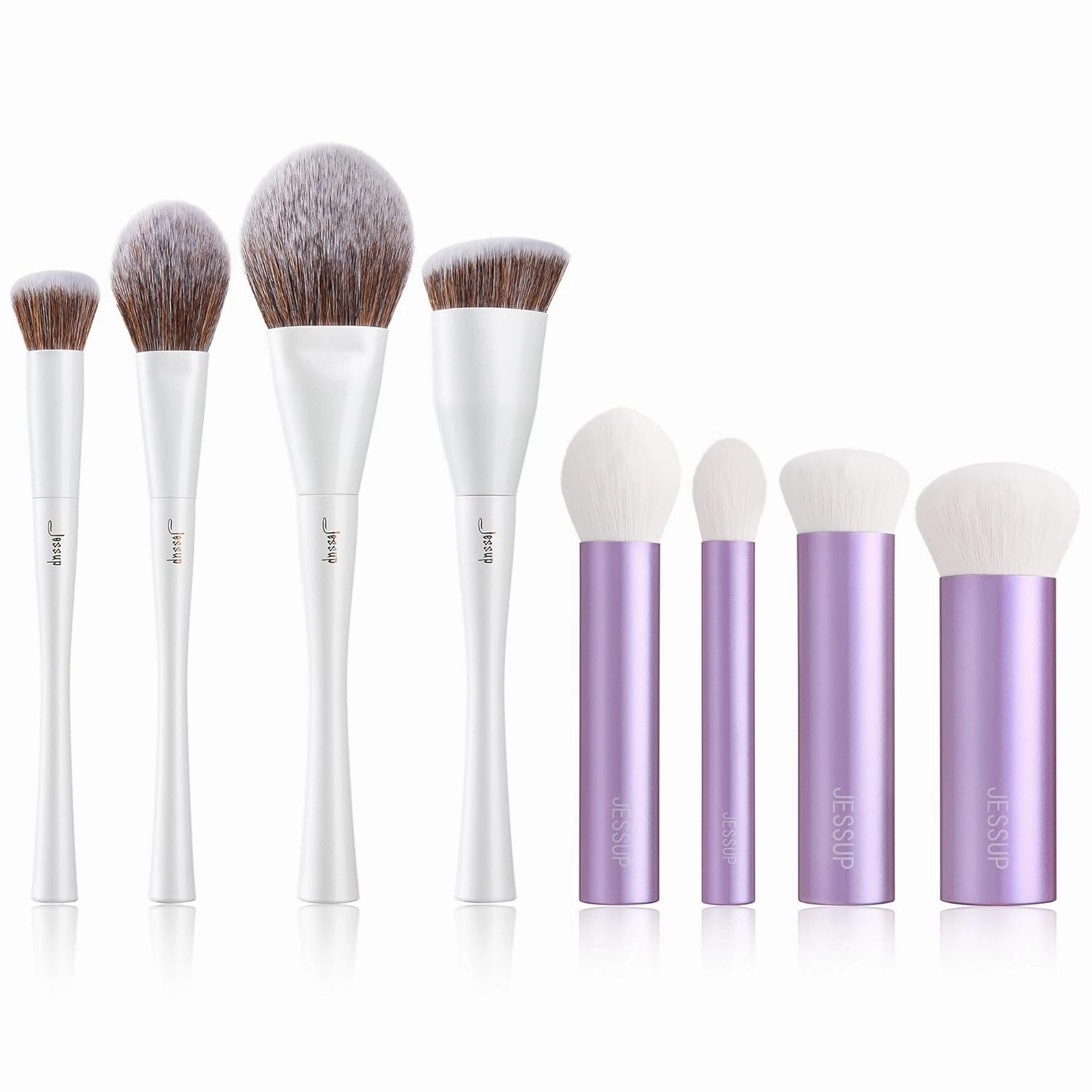 Jessup Make up Brushes 4pcs Face Pearl White T344 Bundled with Face Kabuki Makeup Brushes Set T517