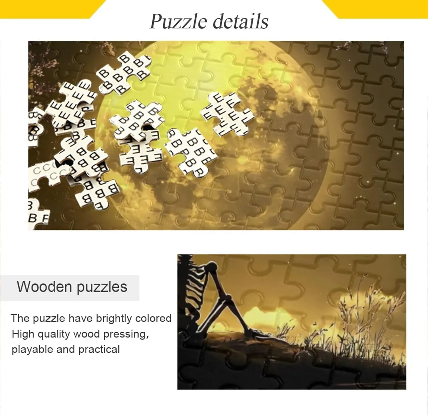 Jigsaw Puzzle Moon Skeleton Fishing Funny for Adults 1000 Pieces, Impossible Challenging Hard Nature Difficult Puzzles for Adults Jigsaw Puzzle for Family Games Party Entertainment