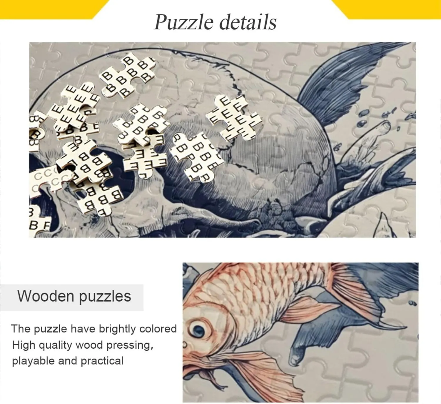 Jigsaw Puzzle Skull Fish Water for Adults 1000 Pieces, Impossible Challenging Hard Nature Difficult Puzzles for Adults Jigsaw Puzzle for Family Games Party Entertainment