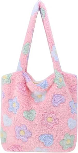 JQWSVE Cute Fluffy Tote Handbag for Women - Plush Shoulder Bag with Faux Fur - Autumn Winter Fuzzy Crossbody Purse