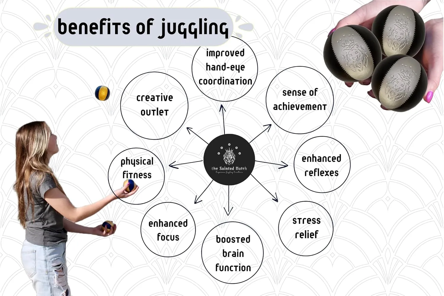 Juggling Balls - Juggling Sets of 3, Toys & Games for Adults, Teens & Kids-Premium Juggling Balls for Beginners & Professionals (Silver and Black, 125g-127g)