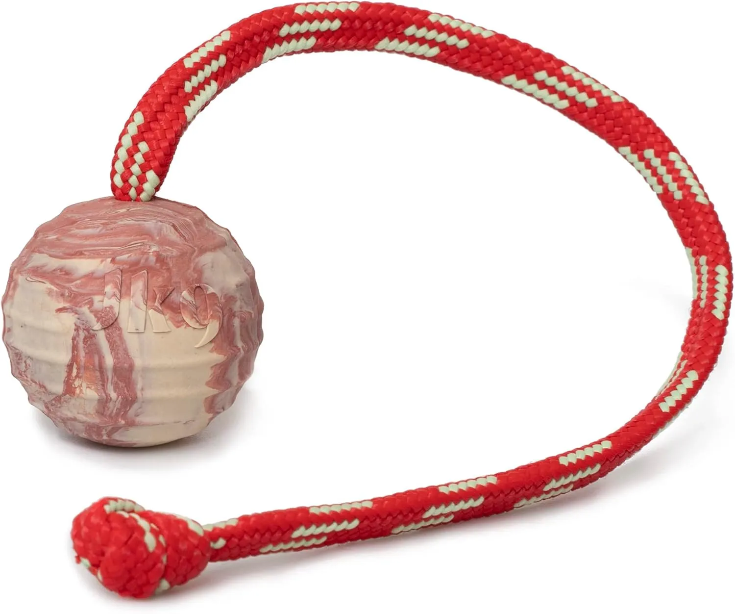 Julius-K9 IDC Natural Rubber Ball with String, Horizontally Grooved, 50 mm
