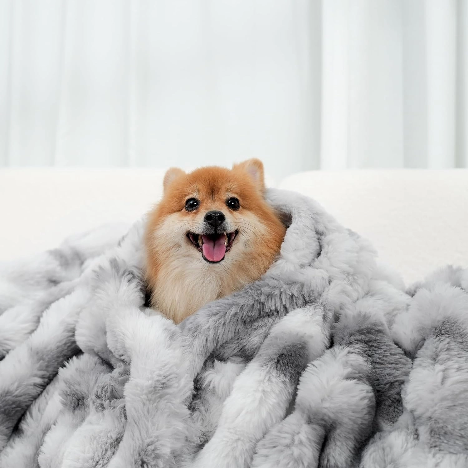 July Tie Dye Gray Cozy Bubble Fleece Blanket for Couch, Faux Fur Blanket for Sofa, Fluffy Soft Decorative Throw for Bed and Winter, Mother's Day Cozy Gifts, Machine Washable, 50" x 60", TD-GY5060