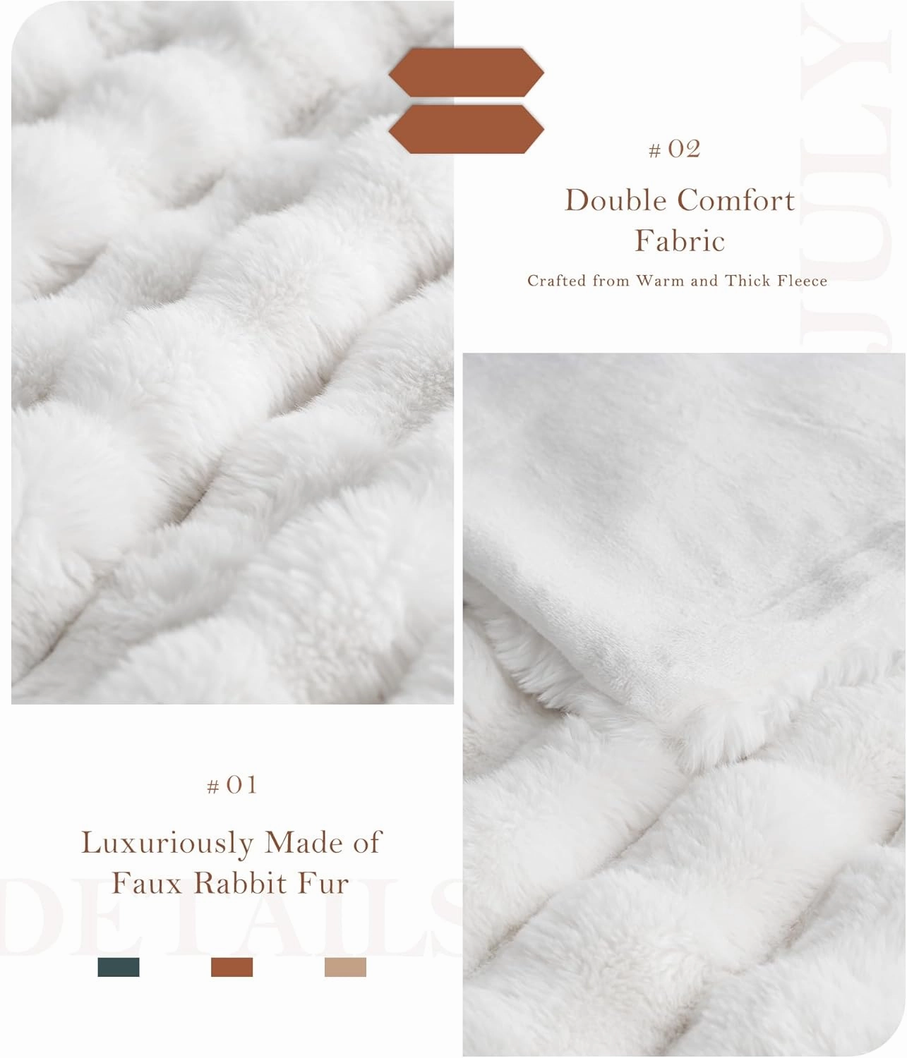 July White Bubble Fleece Blanket for Couch, Faux Rabbit Fur Throw Blanket, Soft Cozy Fluffy Decorative Blankets for Bed, Sofa, Mother's Day Cozy Gifts, Machine Washable, 50" x 60", SC-WE5060