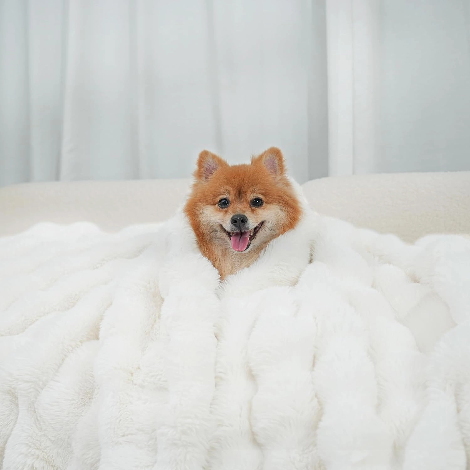 July White Bubble Fleece Blanket for Couch, Faux Rabbit Fur Throw Blanket, Soft Cozy Fluffy Decorative Blankets for Bed, Sofa, Mother's Day Cozy Gifts, Machine Washable, 50" x 60", SC-WE5060