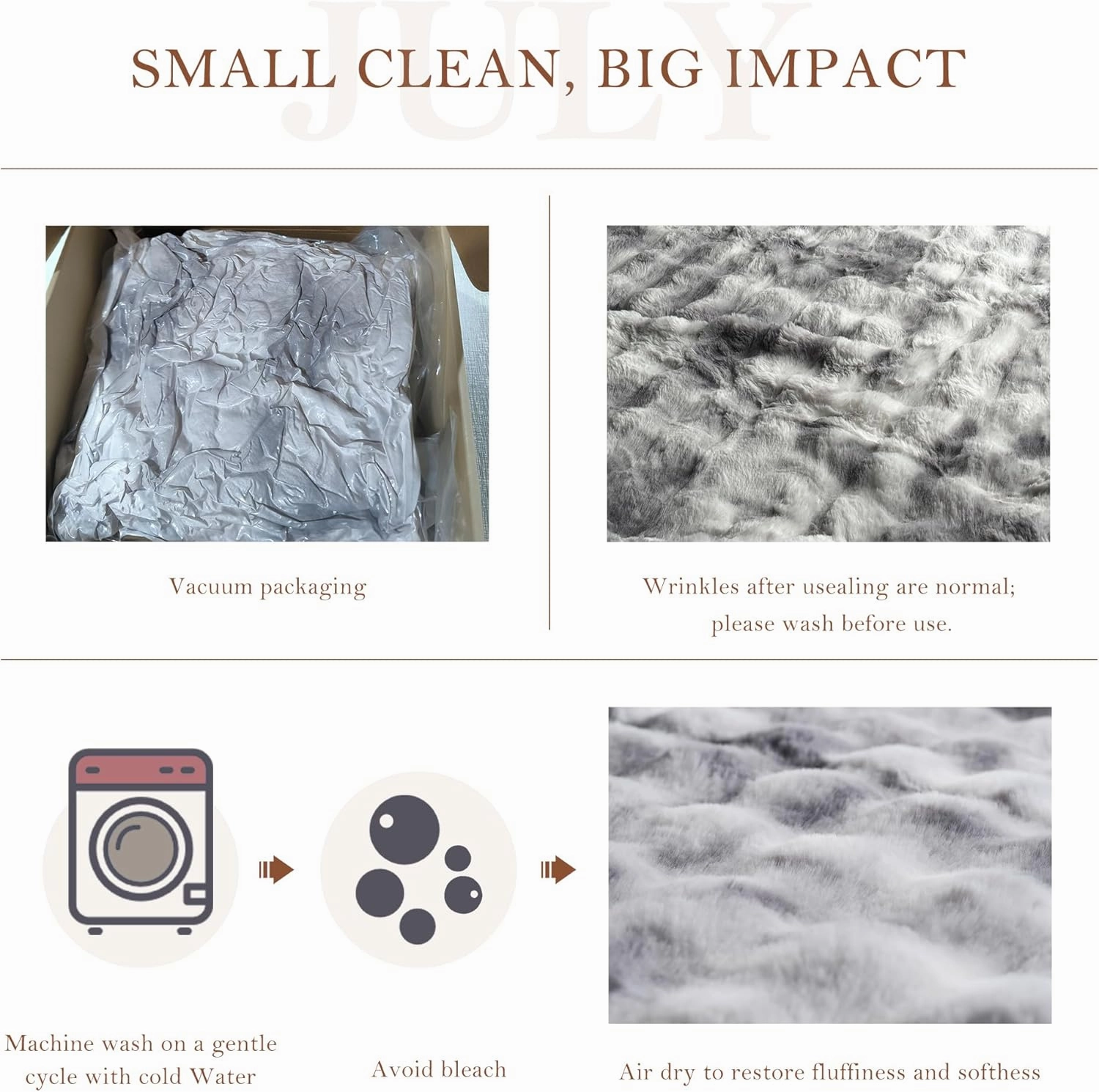 July White Bubble Fleece Blanket for Couch, Faux Rabbit Fur Throw Blanket, Soft Cozy Fluffy Decorative Blankets for Bed, Sofa, Mother's Day Cozy Gifts, Machine Washable, 50" x 60", SC-WE5060