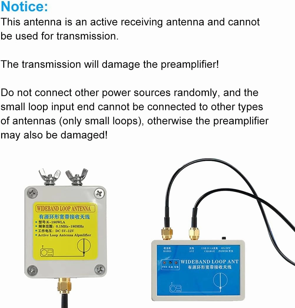 K-180WLA Active Loop Broadband Receiving Antenna 100kHz-180MHz 20dBi SDR Radio Antenna Loop Small Loop Short Wave Antenna