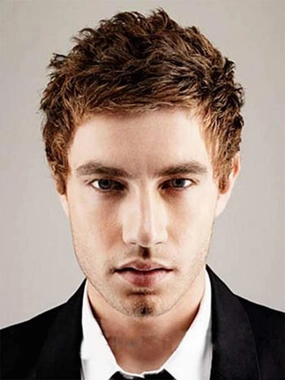 Kaneles Mens Short Wig Brown Layered Natural Synthetic Costume Cosplay Hair Wig