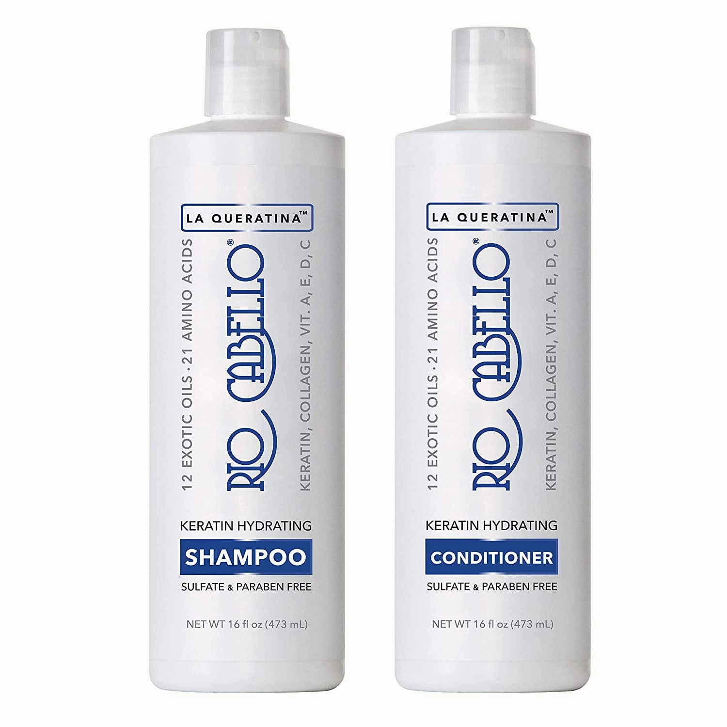 Keratin Hydrating Shampoo Conditioner Set, Sulfate Free, Infused with Argan (Moroccan) Oil, 12 Exotic Oils, 21 Amino Acids, Biotin, Keratin, Collagen & Vitamins, For All Hair Types Duo Set