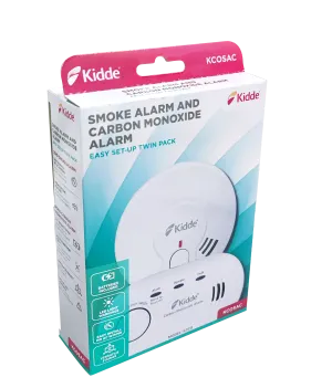 Kidde KCOSAC Battery Powered 29HD Smoke & K5CO Carbon Monoxide Alarms (Boxed)
