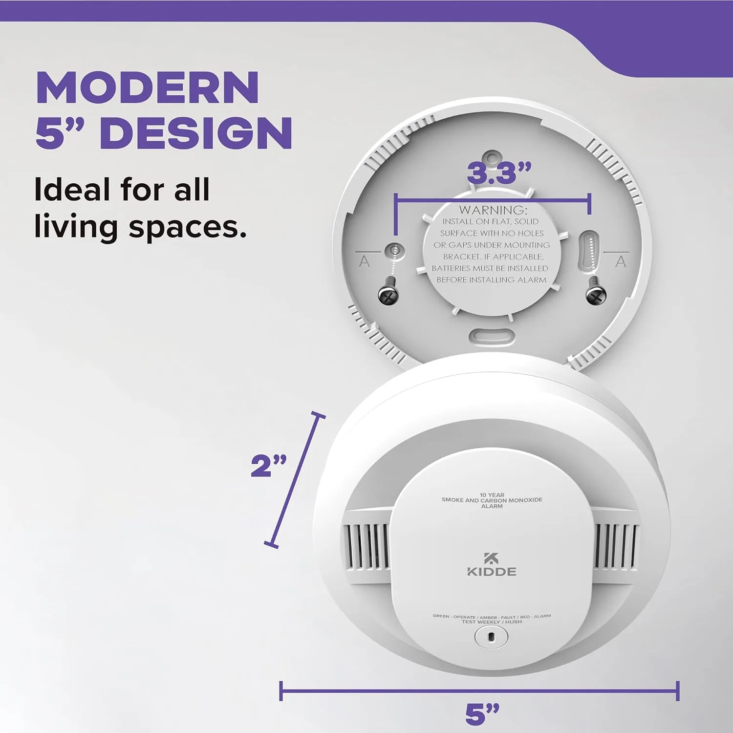 Kidde Smoke & Carbon Monoxide Detector, 10-Year Battery Powered, LED Warning Light Indicators