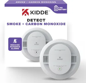 Kidde Smoke & Carbon Monoxide Detector, AA Battery Powered, Voice Alerts, LED Warning Light Indicators