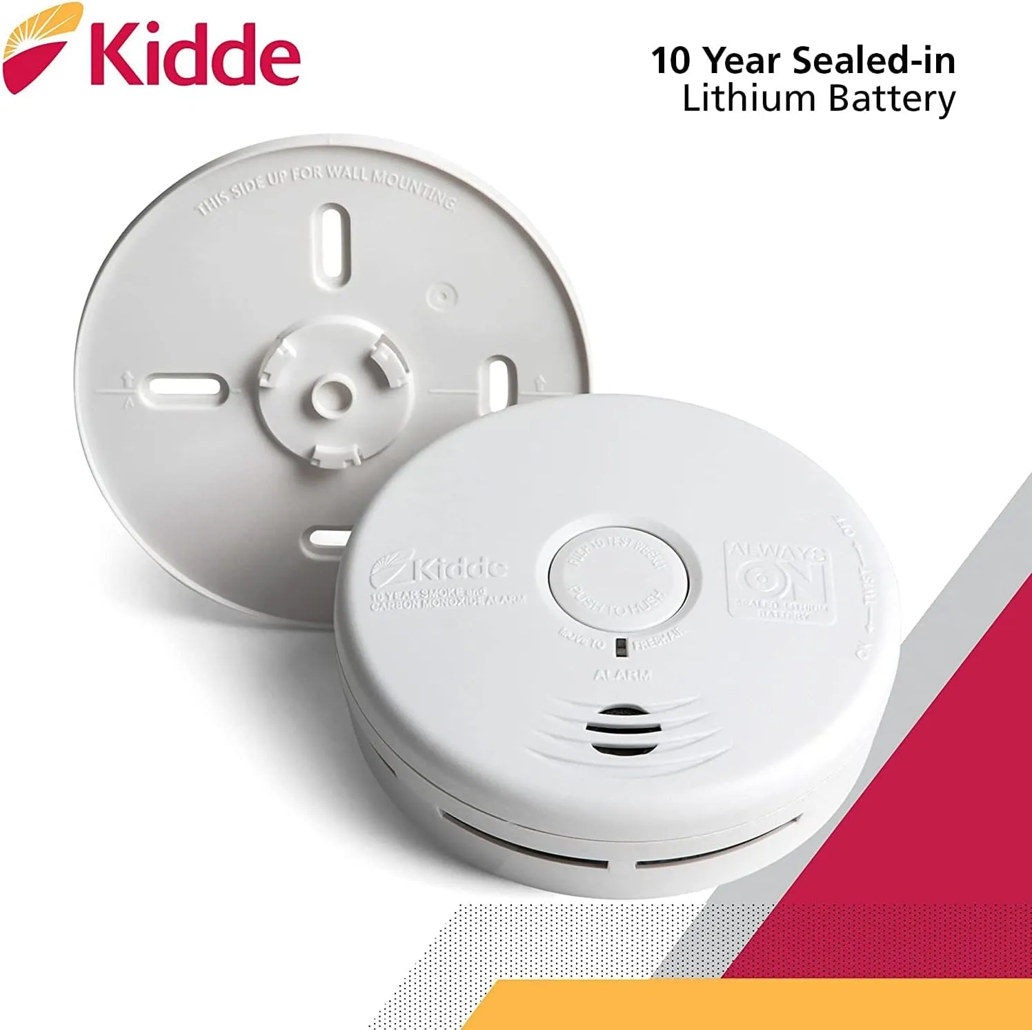 Kidde Smoke & Carbon Monoxide Detector Combo, 10-Year Battery, Replacement Alert, 4 Count (Pack of 1)