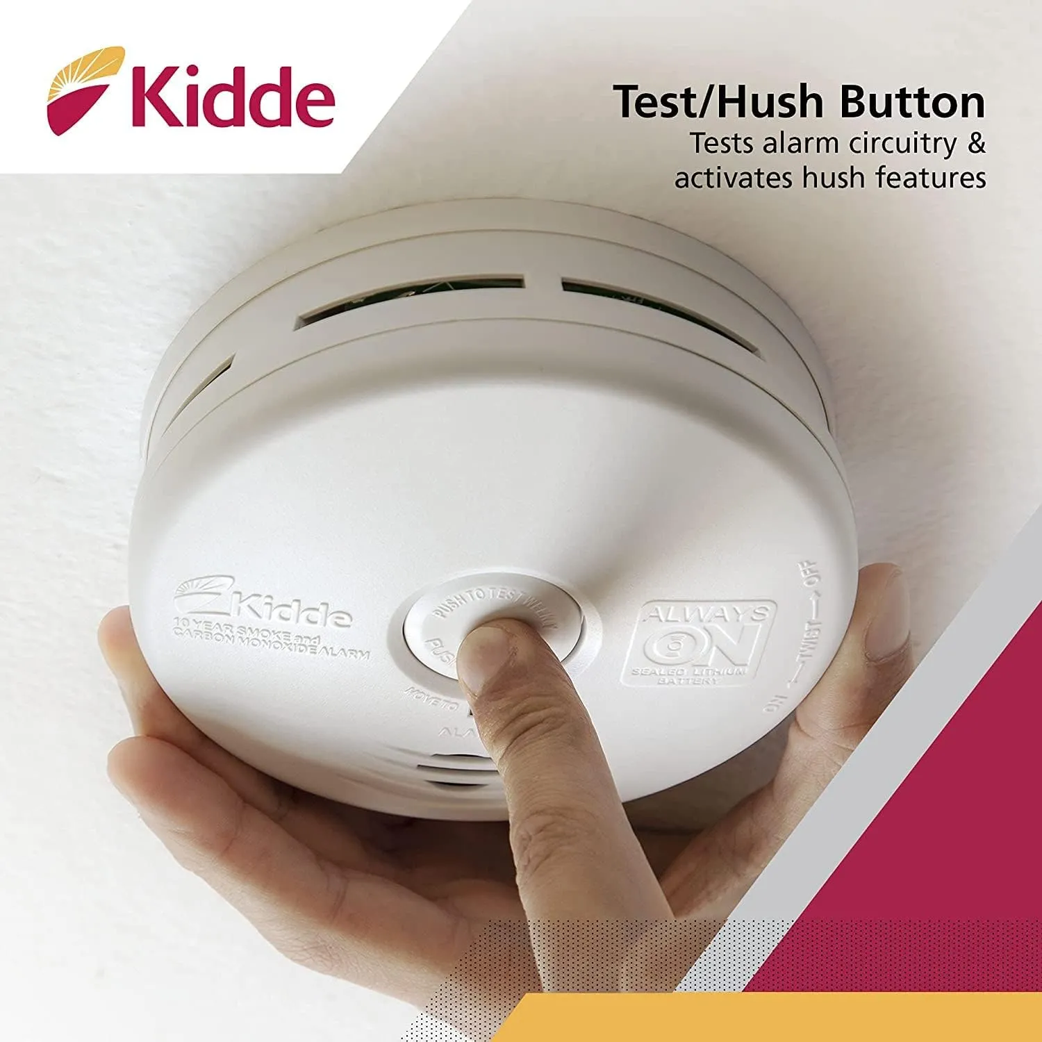 Kidde Smoke & Carbon Monoxide Detector Combo, 10-Year Battery, Replacement Alert, 4 Count (Pack of 1)