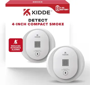 Kidde Smoke Detector, 4-Inch Compact, AA Battery Powered