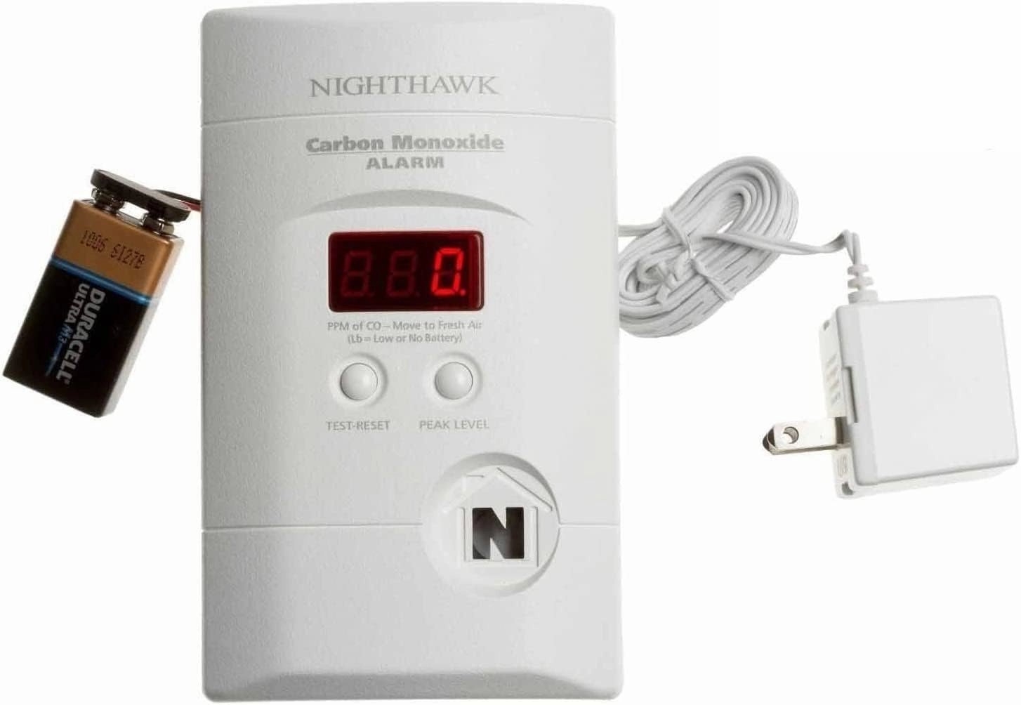 Kidde Carbon Monoxide Detector, Plug In Wall with 9-Volt Battery Backup, Digital LED Display - 2 Pack