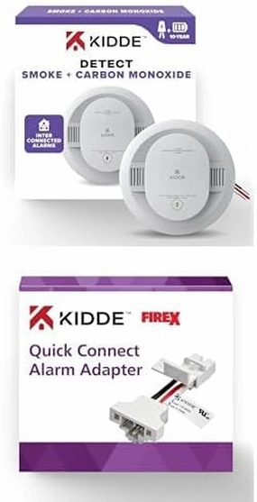 Kidde Hardwired Smoke & Carbon Monoxide Detector, 10-Year Battery Backup, and Kidde Adapter Bundle