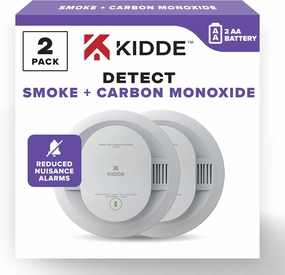 Kidde Smoke & Carbon Monoxide Detector, AA Battery Powered, LED Warning Light Indicators, 2 Pack