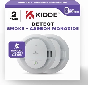Kidde Smoke & Carbon Monoxide Detector, AA Battery Powered, LED Warning Light Indicators, 2 Pack