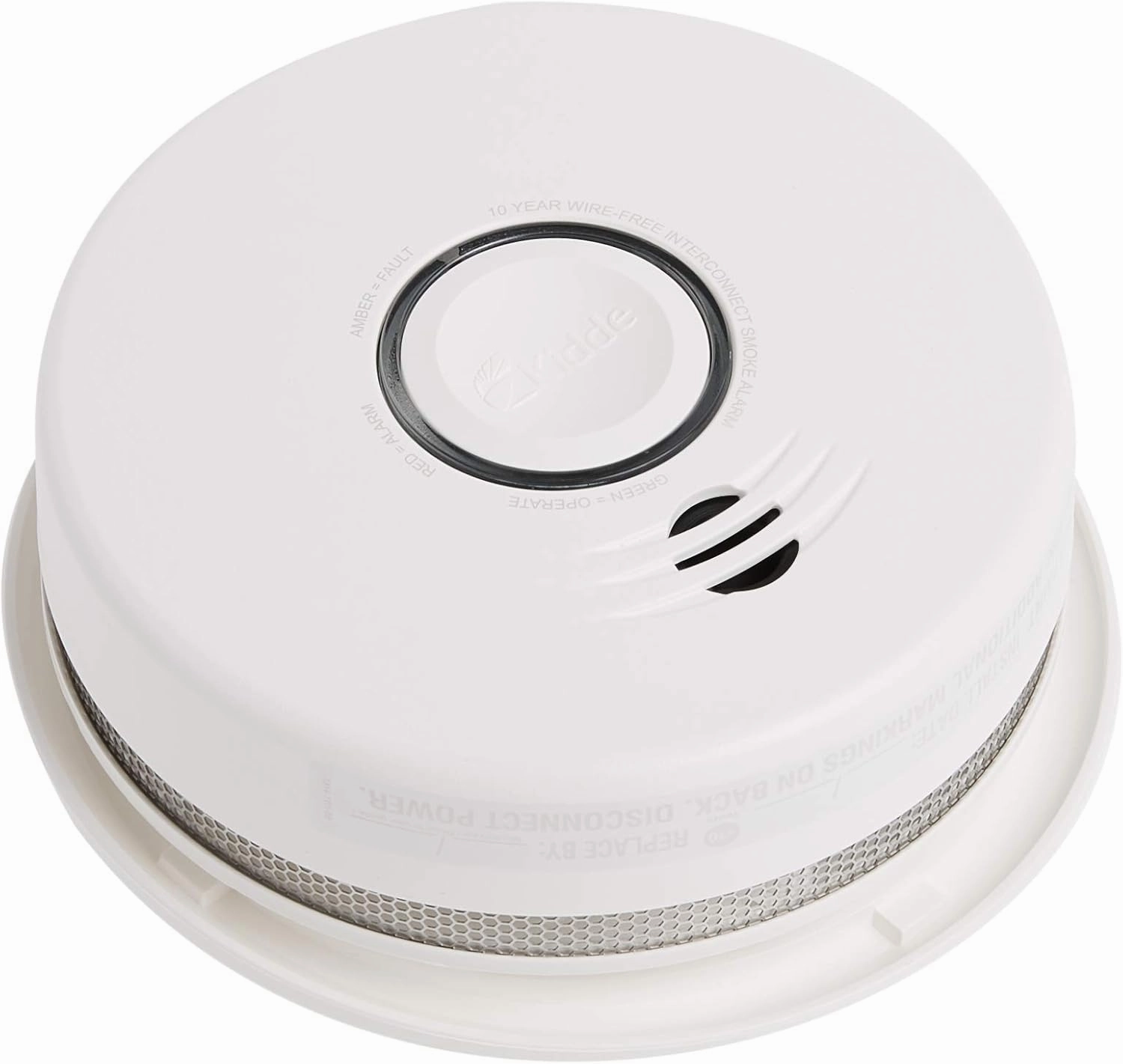Kidde Wireless Smoke Detector, 10-Year Battery, Voice Alerts, Photoelectric Sensor Wire-Free Smoke Alarm, White