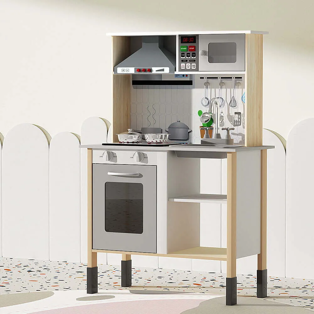 Kids Kitchen Play Set Wooden - with Rangehood