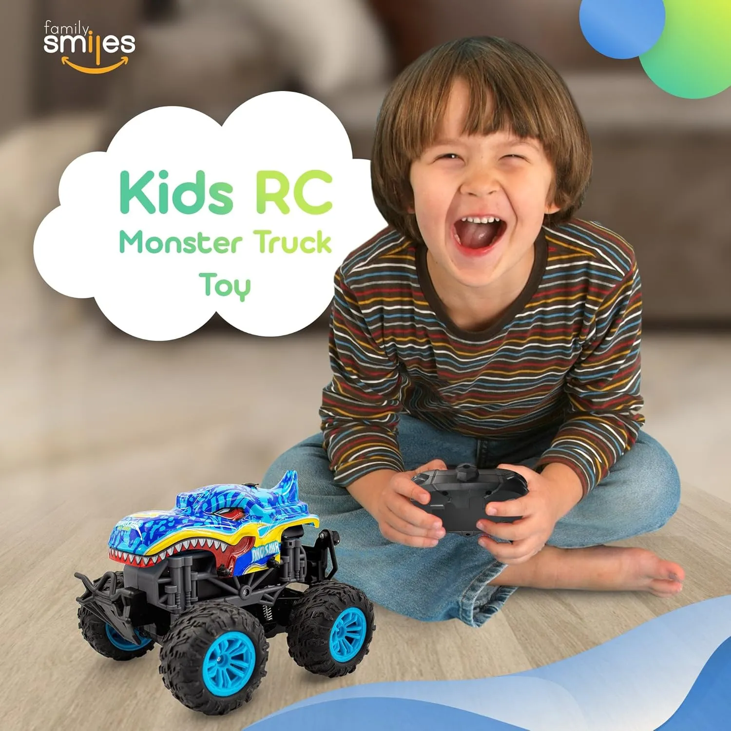 Kids Remote Control Toy Blue Dinosaur Monster Truck RC Vehicle Gift Toys Boys Age 8-12