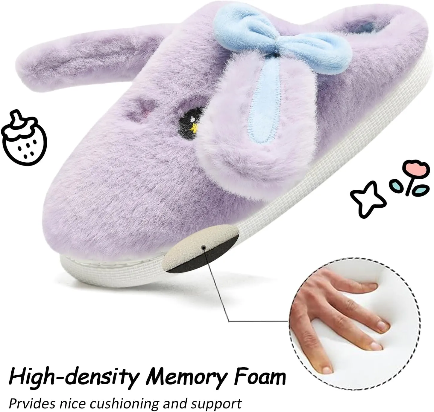 Kids Slippers Boys Girls Bunny Animal Slippers,Cute Bow Plush Funny Cartoon Rabbit Slippers,Comfy Fluffy Fuzzy Pillow Cloud Bedroom House Slippers Little/Big Kids