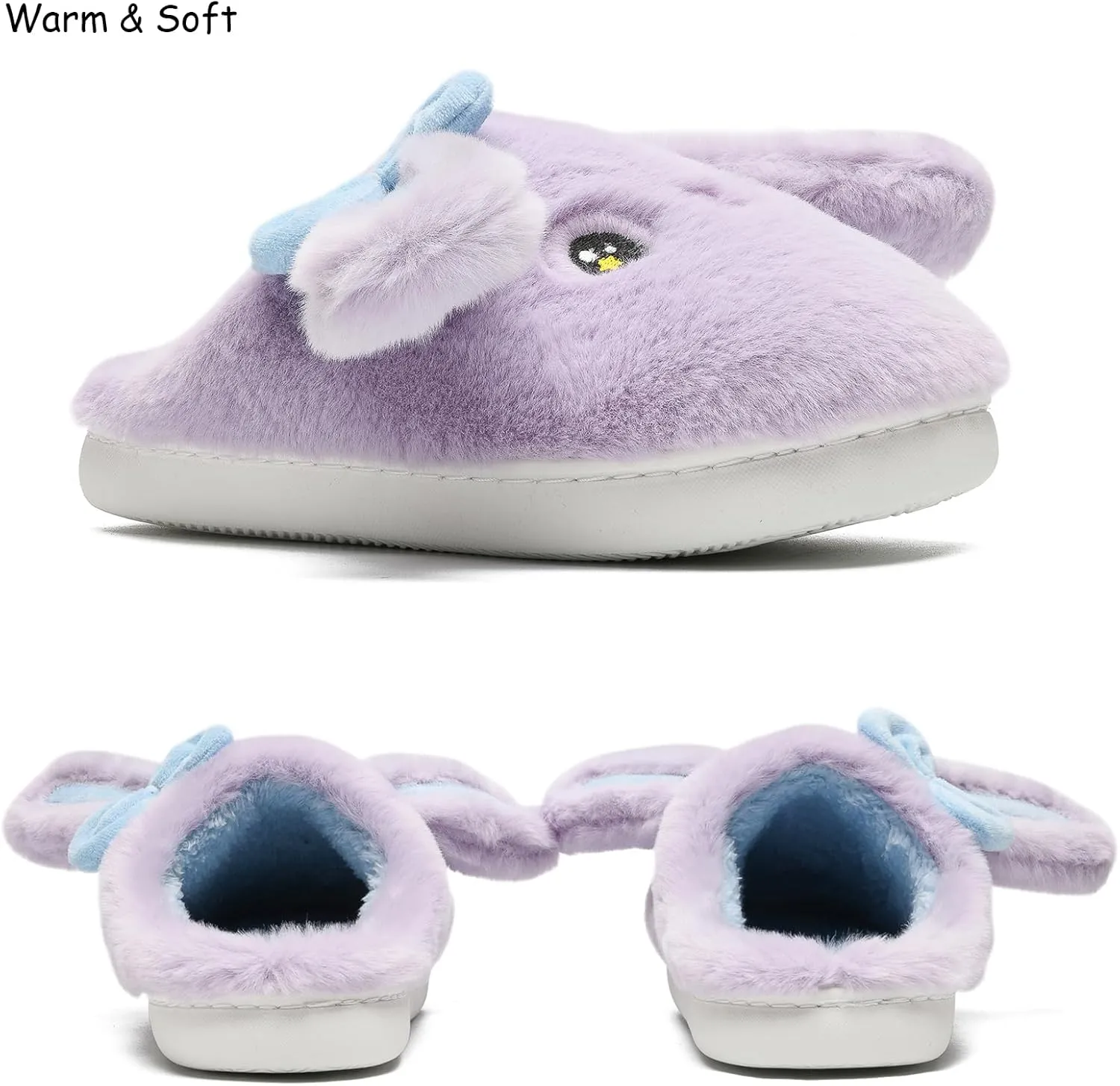 Kids Slippers Boys Girls Bunny Animal Slippers,Cute Bow Plush Funny Cartoon Rabbit Slippers,Comfy Fluffy Fuzzy Pillow Cloud Bedroom House Slippers Little/Big Kids